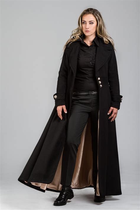 Victorian Winter Cashmere Coat Black Gothic Overcoat Long Etsy Sweden