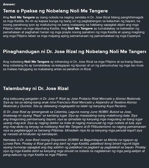 Ano Ang Tema Ng Nobelang Isinulat Ni Dr Jose Rizal Na Noli Me Tangere