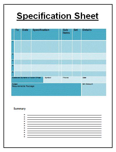 A user story in agile methodology is a. Specification Sheet Template | 10+ Free Printable Excel ...