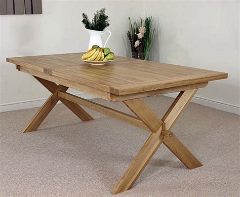 Kitchen & dining table base for round glass, wood and marble table tops by balasagun. Vermont Solid Oak Extending Cross Legged Leg Dining Table ...