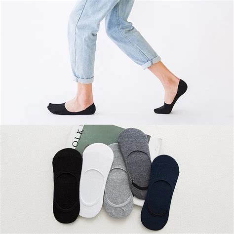 Men S Spring And Summer Cotton Solid Color Stealth Socks Leisure Silicone Non Slip Male Socks