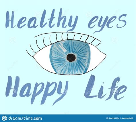 Eye And Inscription Healthy Eyes Happy Life Stock Illustration