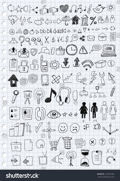 Handdrawn Symbols Stock Vector Royalty Free 125281586 Shutterstock