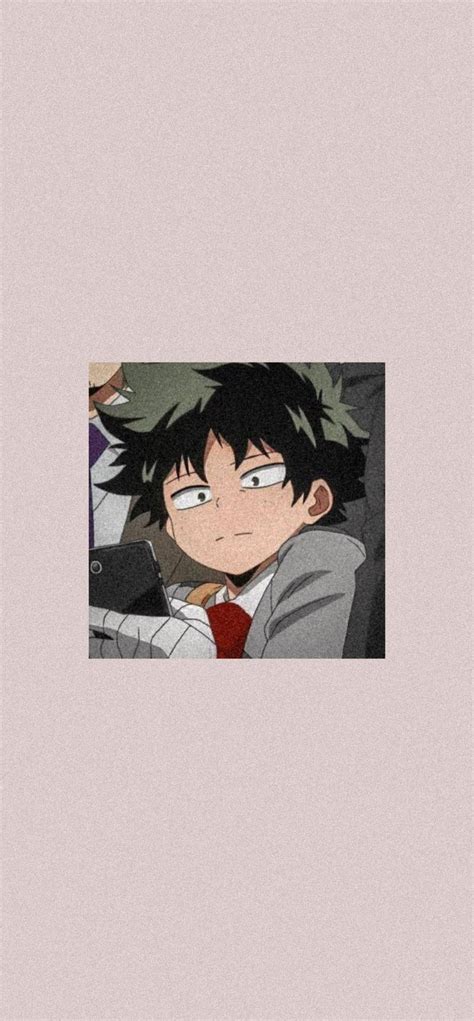 Download Aesthetic My Hero Academia Midoriya Using A Phone Wallpaper