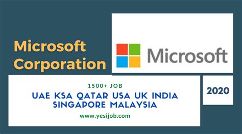 Microsoft Job Opportunities: UAE, KSA, Qatar, USA, UK, India, Singapore