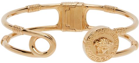Versace Gold Medusa Safety Pin Bracelet Versace