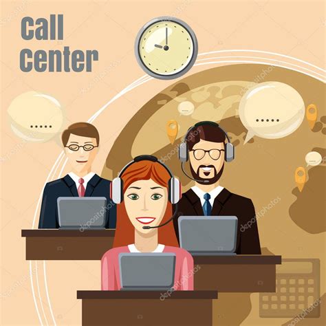 Call Center Team Concept Cartoon Style — Stock Vector © Ylivdesign