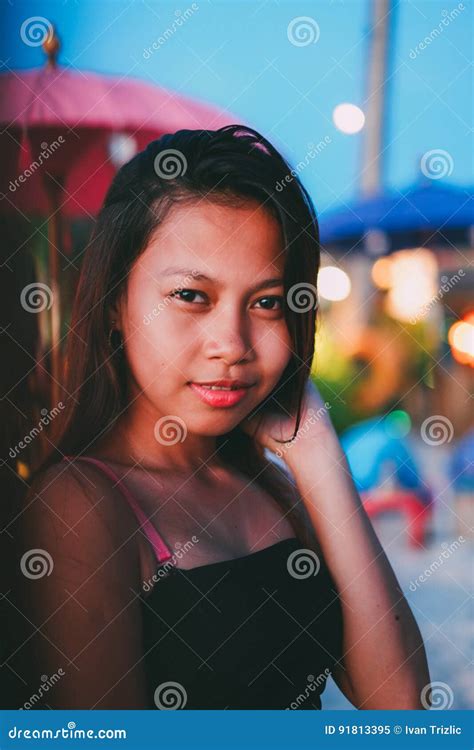 beautiful asian girl having vacation party on the beach in asia stock image image of lovely