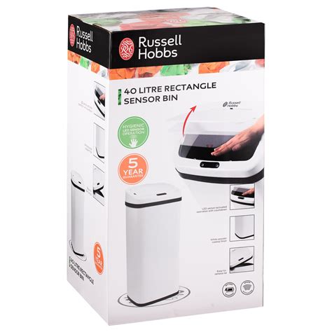 Russell Hobbs White Sensor Bin 40l Bins Kitchenware Bandm Stores