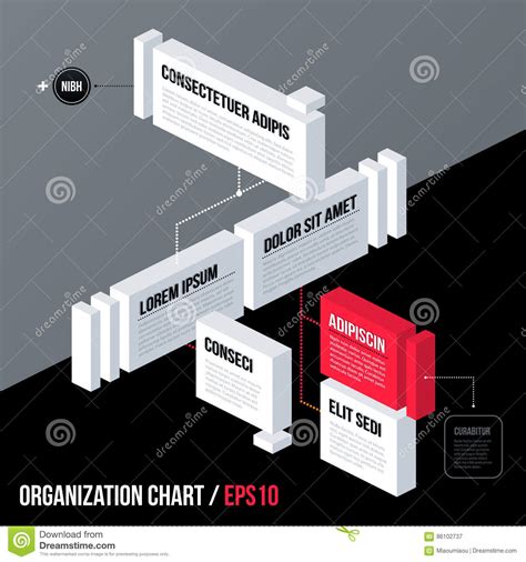 Modern Business Organization Chart Template With 3d Isometric Elements
