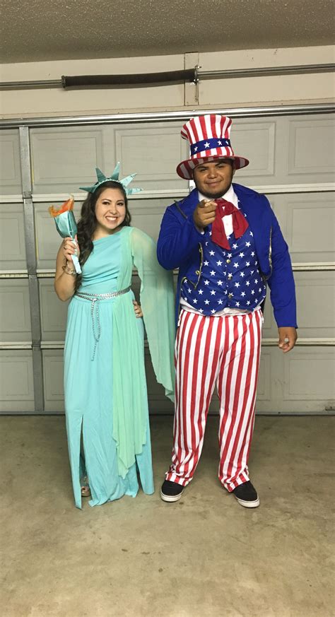 Halloween Couple Costume Lady Liberty And Uncle Sam Ropa Estatua De