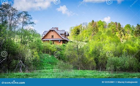 Beautiful Log Cabin In Forest Stock Image Image Of Picturesque