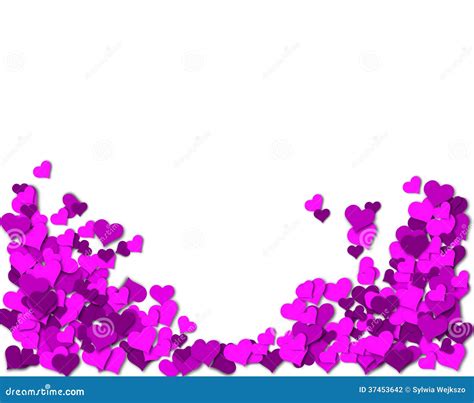 Frame Of Purple Hearts On A White Background Stock Illustration