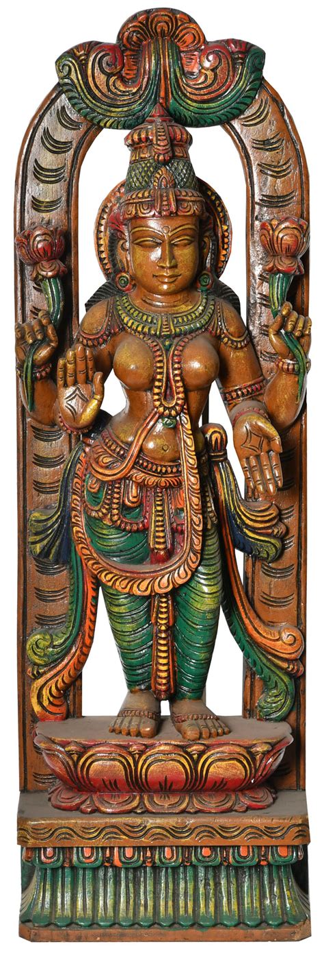 The Lissome Devi Lakshmi Standing On A Lotus