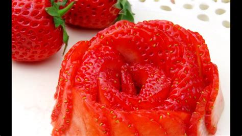 How To Make Strawberry Roses Fruit Art Garnish Sushi Garnish Food