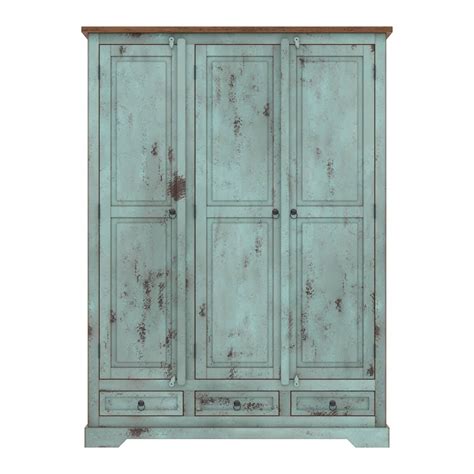 scranton ocean blue two tone solid wood large wardrobe armoire