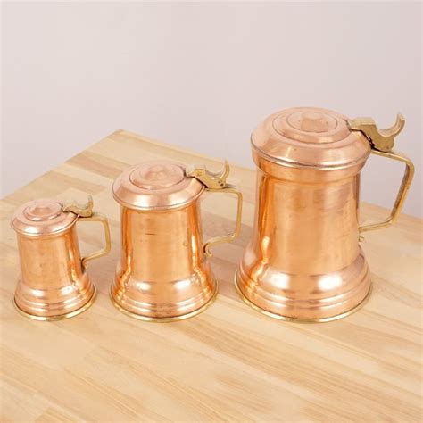 3 Measuring Jugs Mugs Cups Vintage Copper And Brass Etsy