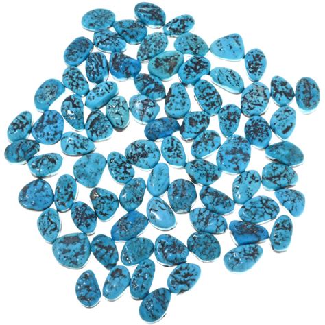 Sky Blue Kingman Turquoise Nugget Backed Cabochons 12mm To 14mm 33435