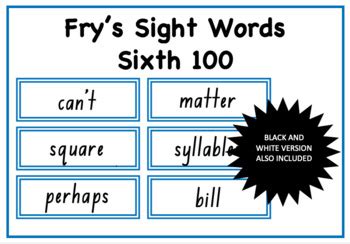 500+ sight words flash cards bundle (preschool, kindergarten, 1st, 2nd & 3rd grade) fry & dolch high frequency site word set. Fry Sight Words Flash Cards Sixth Hundred by Inspire to Educate | TpT