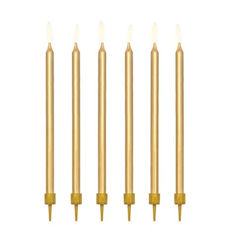 Tall Gold Birthday Candles 12ct The Party Darling