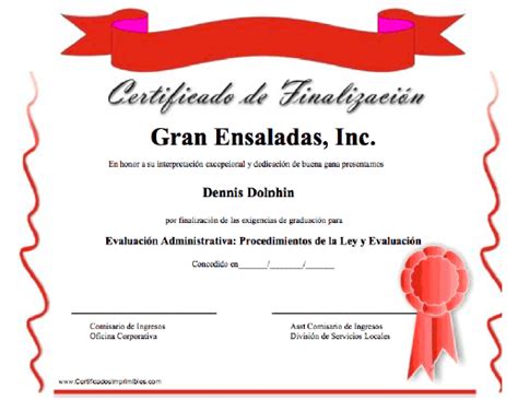 Certificado De Finalizacíon Para Imprimir Los Certificados Gratis Para