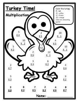 Thanksgiving math coloring worksheets it's the time to think about fun ways to incorporate thanksgiving into your lesson plans! Thanksgiving Color by Number Thanksgiving Math Multiplication Turkey Math 3rd