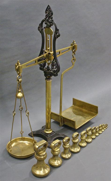Antiques Atlas Victorian Brass And Iron Balance Scales And Full Set Weights