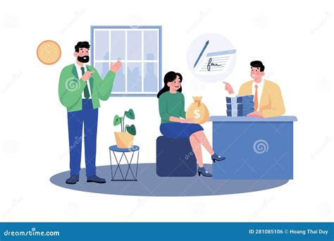 Bank Manager Overseeing The Operations Of A Bank Branch Stock Vector