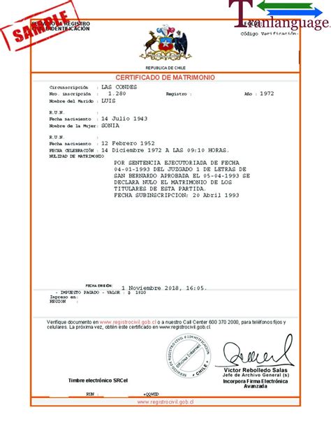 Divorce Certificate Chile Tranlanguage Certified Translations