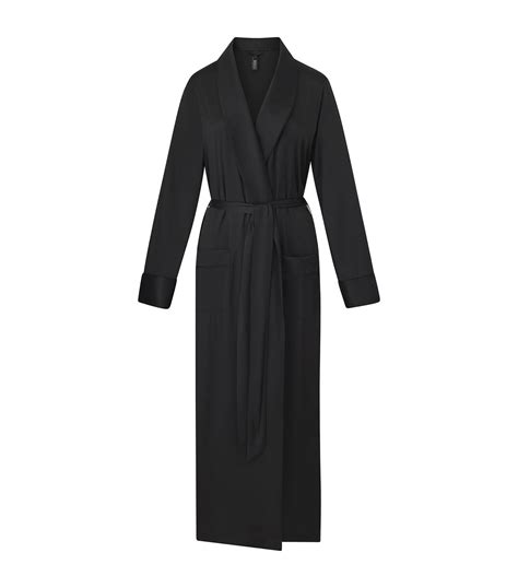 Skims Black Silk Blend Maxi Robe Harrods Uk