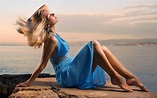 Wallpaper : sports, women, model, blonde, sea, sand, sitting, beach ...
