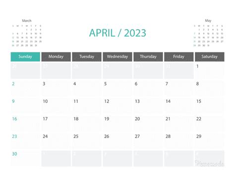 April 2023 Calendar Free Printable With Holidays