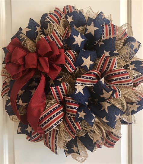 Primitive Patriotic Deco Mesh Wreath By Craftnrelax On Etsy