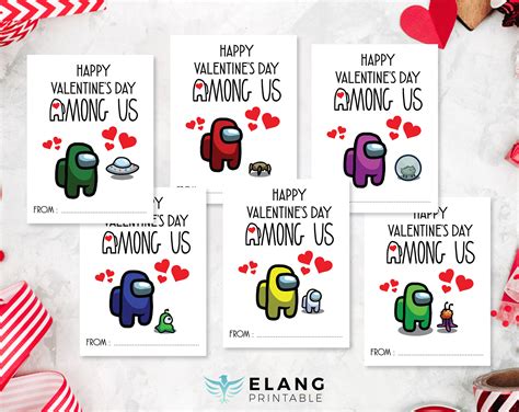 Cute Printable Among Us Valentine Cardsamong Us Valentine Etsy