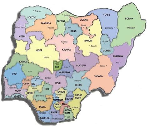 Nigeria Political Map With Capital Abuja National Borders And Neighbor