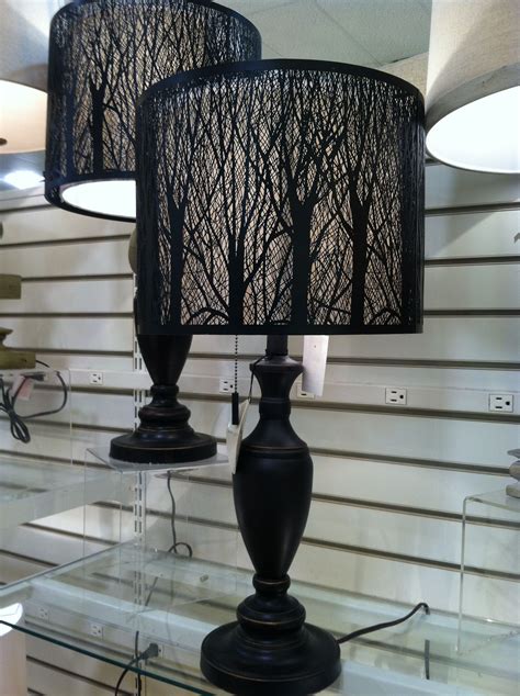 Table Lamp With Tree Branch Cut Outs On Shade Very Cool Looking At