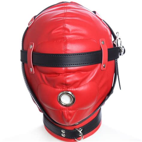 Sex Pu Leather Mask Hood Headgear Bondage Slave Restraints In Adult