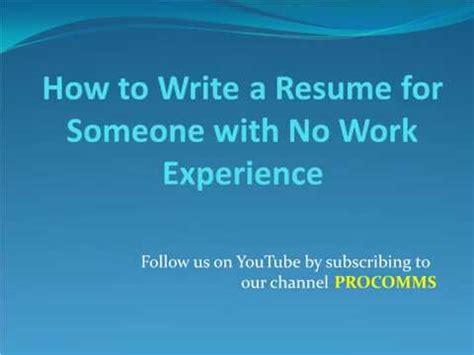 Well, now you know how to create a resume without work experience, and the cv2you template will help you with this! How To Write a Resume Without Work Experience | Resume With No Work Experience - YouTube