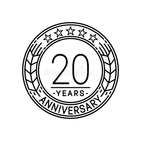 20 Years Anniversary Celebration Logo Template 20th Line Art Vector