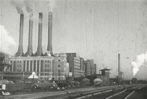 Europe Circa 1942 1944 World War Ii City Factory Smoke Stacks And