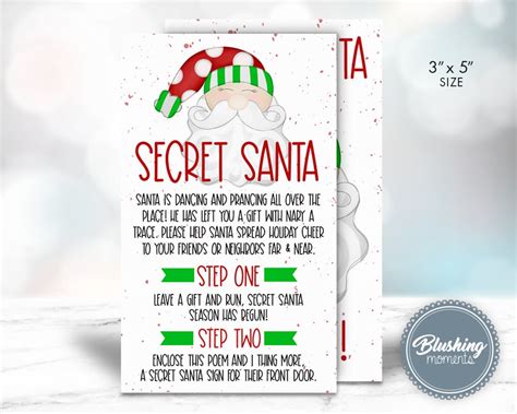 Secret Santa Printable Christmas Game Secret Santa Activity Etsy