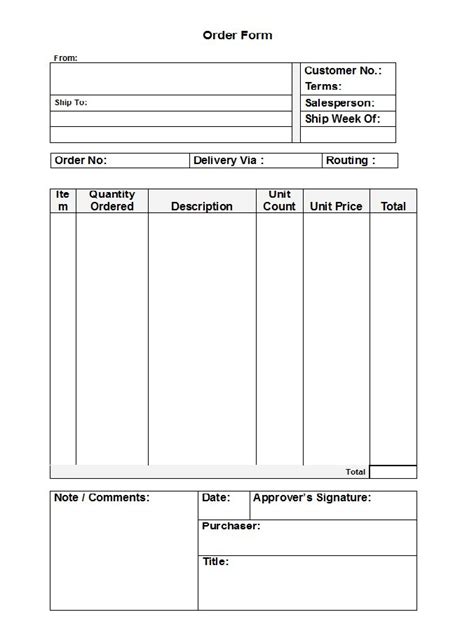 purchase order template   excel word template section