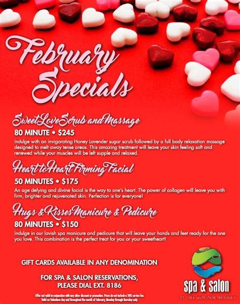 February Spa Specials At The Golden Nugget Spa Specials Valentine