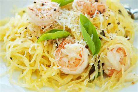 Lean And Green Creamy Spaghetti Squash With Shrimp Recipe Keto And Low Carb