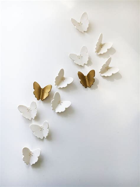 3d Butterfly Wall Art Black And Gold Porcelain Ceramic Butterflies