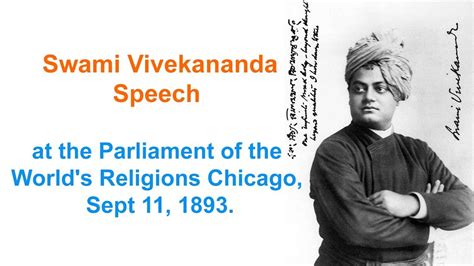 Swami Vivekanandas Original Speech In Chicago Sept 11 1893 Youtube
