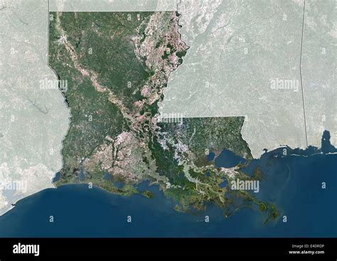 State Of Louisiana United States True Colour Satellite Image Stock
