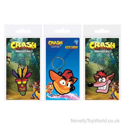 Crash Bandicoot Licensed 2d Keyrings 3 Assorted Gaming Merchandise