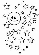 Coloring Stars Star Moon Printable Many Accompanied Popular sketch template