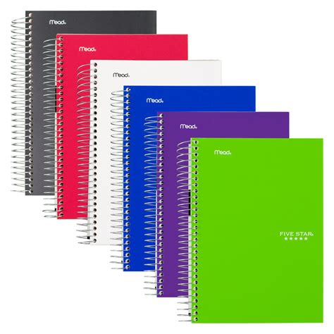 Five Star Notebook 5 Subject College Ruled Assorted 6 Pack 73527